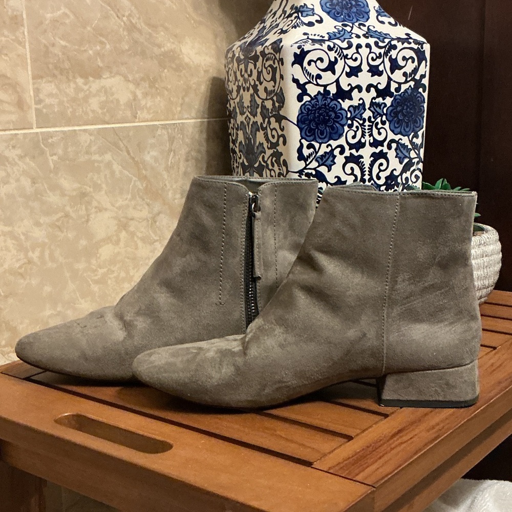 Zara Gray Suede Ankle Boots